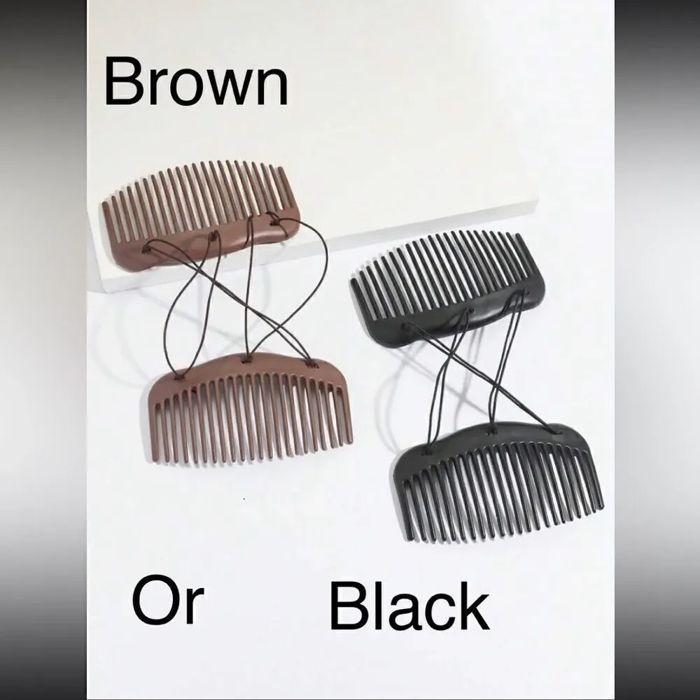 Black Double Hair Comb Elastic Bun Updo